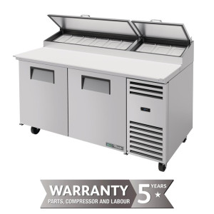 True Pizza Prep Table 2 Doors - 9 x 1/3 GN pan top (Direct)