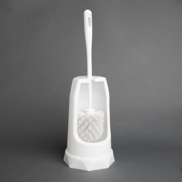 Jantex Round Toilet Brush & Holder - White Jantex Round Toilet Brush & Holder - White