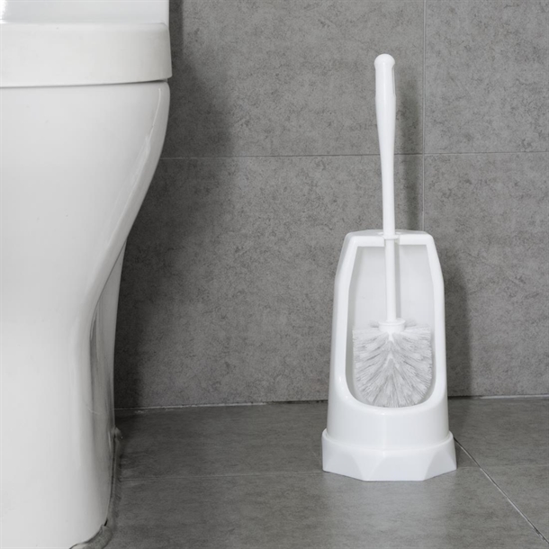 Jantex Round Toilet Brush & Holder - White Jantex Round Toilet Brush & Holder - White