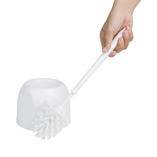 Nisbets Essentials Round White Toilet Brush & Holder Nisbets Essentials Round White Toilet Brush & Holder