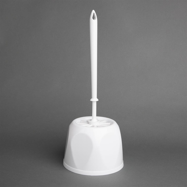 Nisbets Essentials Round White Toilet Brush & Holder Nisbets Essentials Round White Toilet Brush & Holder