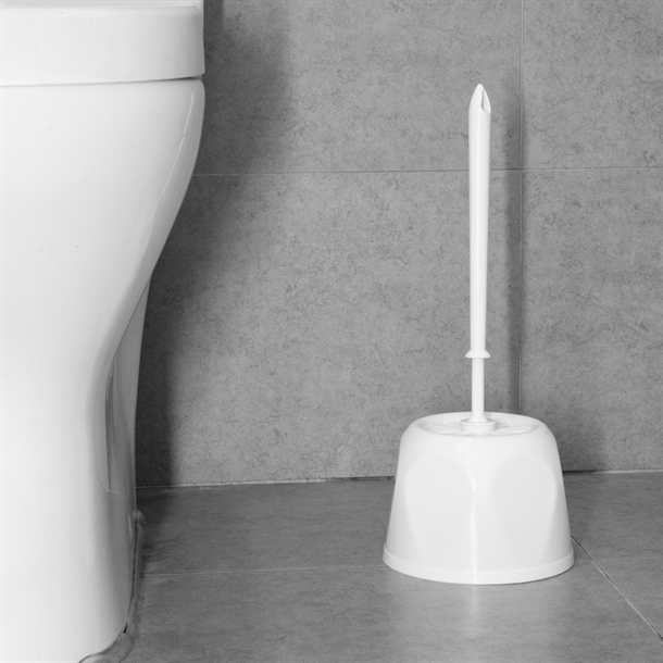 Nisbets Essentials Round White Toilet Brush & Holder Nisbets Essentials Round White Toilet Brush & Holder