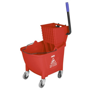 Jantex Mop Bucket with Foot Pedal release Red 25Ltr
