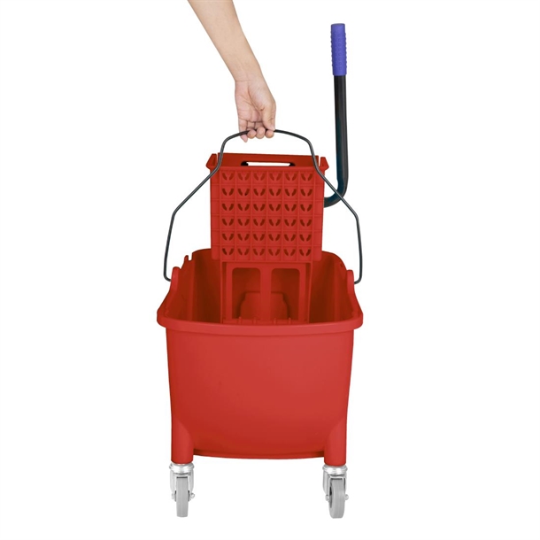 Jantex Mop Bucket with Foot Pedal release Red 25Ltr