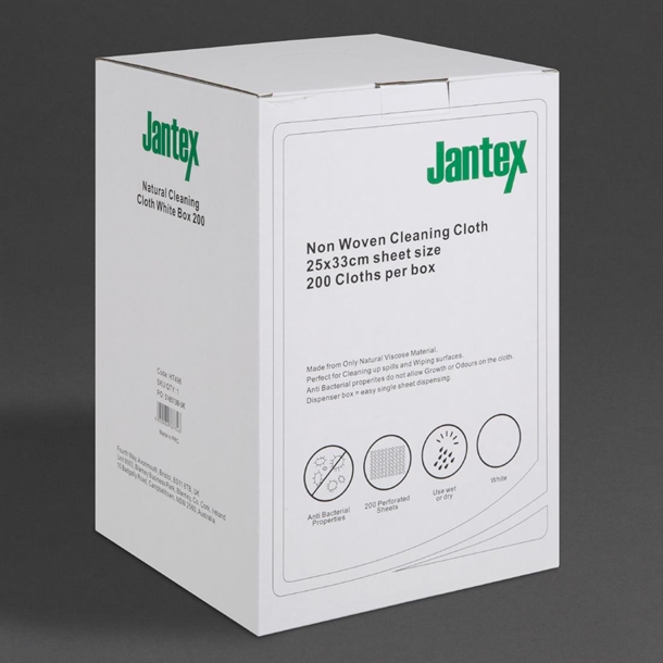 Jantex Green Compostable Cleaning Cloth White (200 Pack) Jantex Green Compostable Cleaning Cloth White (200 Pack)