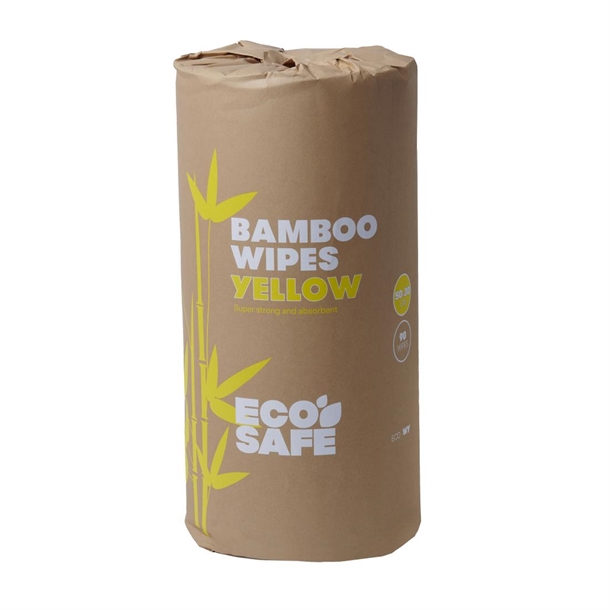 EcoSafe Bamboo Wipes 500mm x 300mm - 45m/90 Wipes/Roll - Yellow