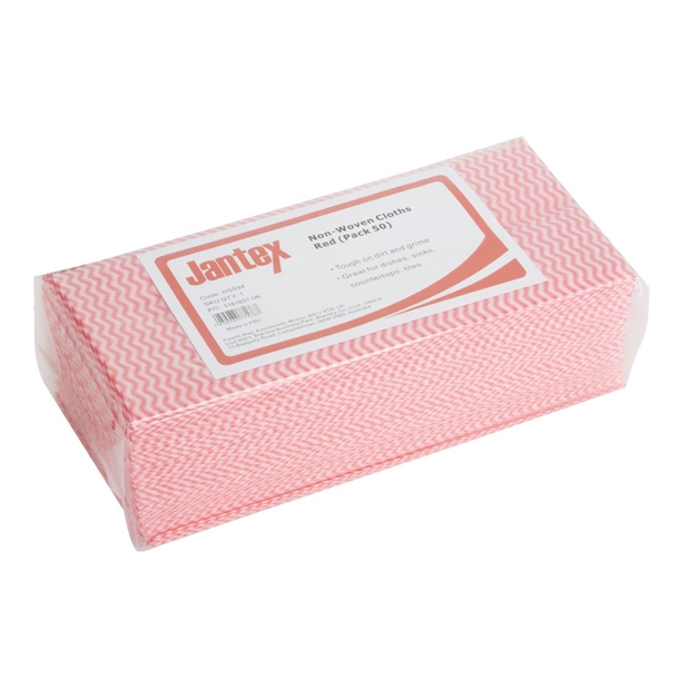 Jantex Non-Woven Cloths Red (50 Pack) Jantex Non-Woven Cloths Red (50 Pack)
