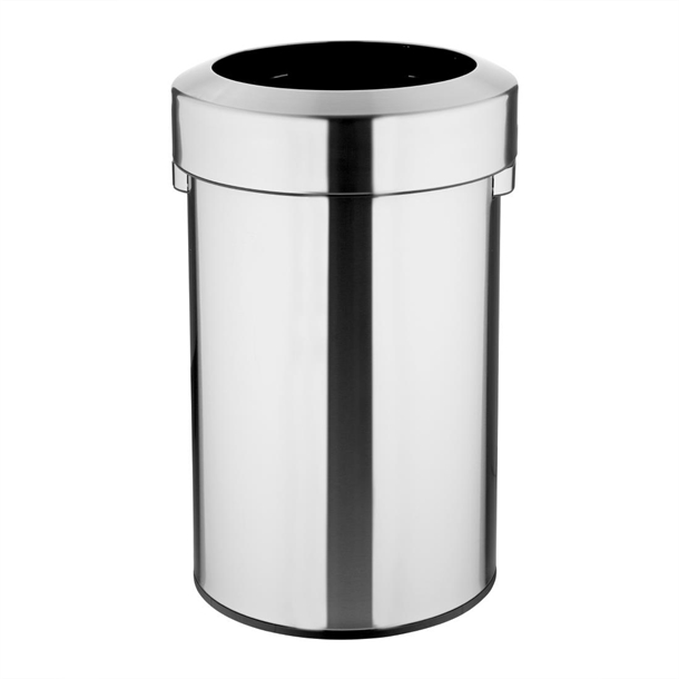 Bolero Bin with Open Top Lid Brushed Steel 70Ltr