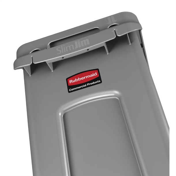 Rubbermaid Slim Jim Container with Venting Channels Grey 60Ltr Rubbermaid Slim Jim Container with Venting Channels Grey 60Ltr