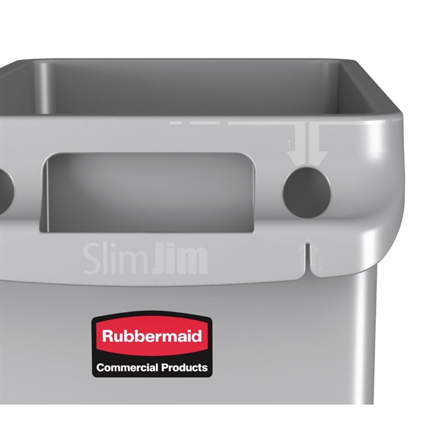 Rubbermaid Slim Jim Container with Venting Channels Grey 60Ltr Rubbermaid Slim Jim Container with Venting Channels Grey 60Ltr