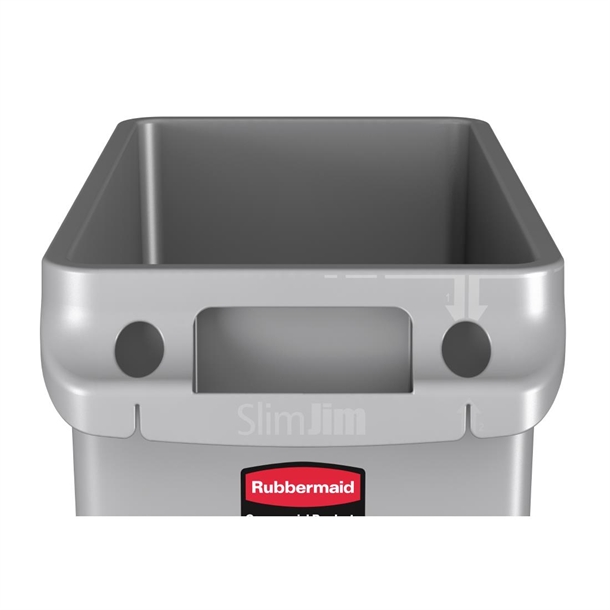 Rubbermaid Slim Jim Container with Venting Channels Grey 60Ltr Rubbermaid Slim Jim Container with Venting Channels Grey 60Ltr