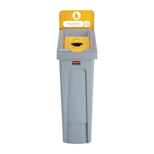 Rubbermaid Slim Jim Plastic Recycling Station Yellow 87Ltr