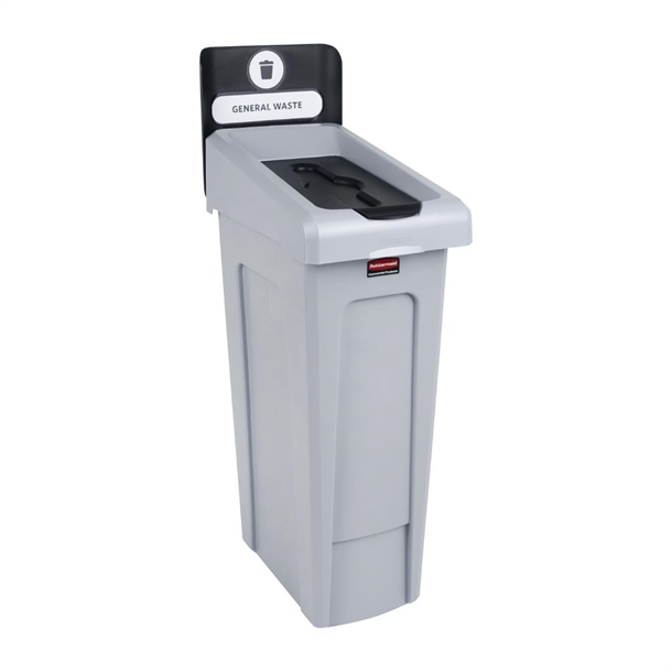 Rubbermaid Slim Jim General Waste Recycling Station Black 87Ltr Rubbermaid Slim Jim General Waste Recycling Station Black 87Ltr