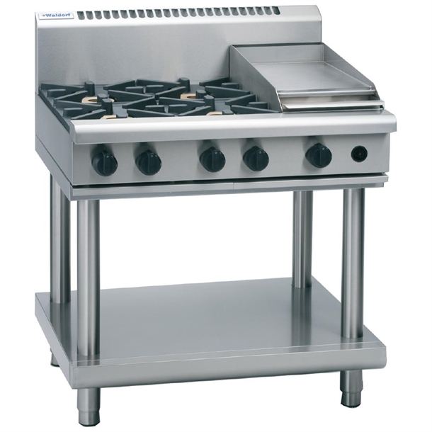 Waldorf by Moffat Freestanding 4 Burner Gas Cooktop with Griddle Plate RN8603G LS Waldorf by Moffat Freestanding 4 Burner Gas Cooktop with Griddle Plate RN8603G LS