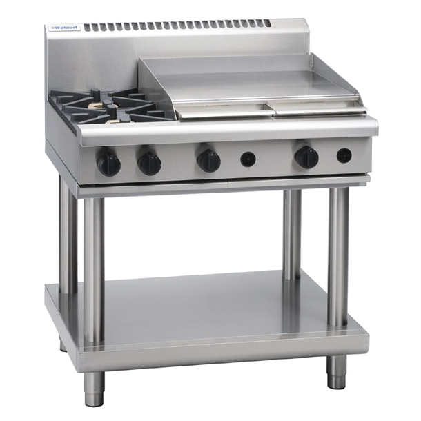 Waldorf by Moffat Freestanding 2 Burner Gas Cooktop with Griddle Plate RN8606G LS Waldorf by Moffat Freestanding 2 Burner Gas Cooktop with Griddle Plate RN8606G LS
