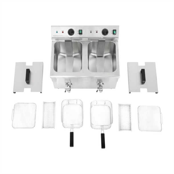 Apuro Twin Tank Induction Fryer - 2x7.5ltr - 2x3kW