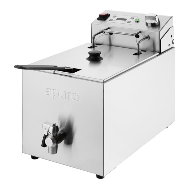 Apuro Single Tank Electric Fryer with Timer 8Ltr