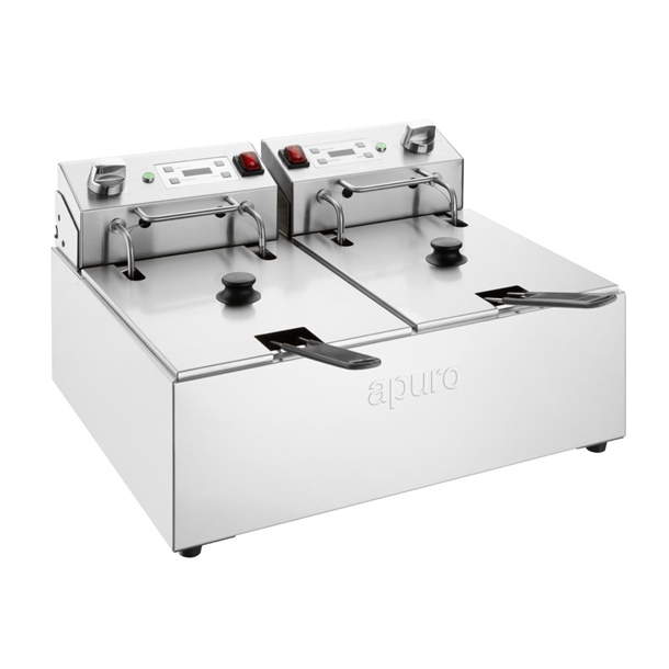 Apuro  Double Electric Fryer with Timer 2x5Ltr