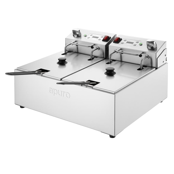 Apuro  Double Electric Fryer with Timer 2x5Ltr