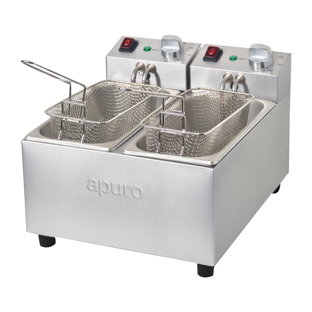 Apuro Twin Tank & Basket Countertop Fryer 2x 3Ltr