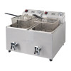 Apuro Twin Tank Fryer with Timer - 2x8Ltr - 2.9kW Apuro Twin Tank Fryer with Timer - 2x8Ltr - 2.9kW