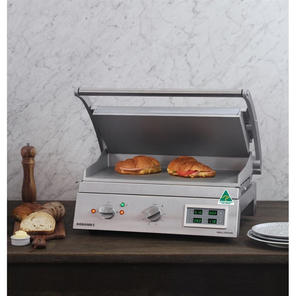 Roband 8 Slice Grill Station Smooth Plate with Electronic Timer 15Amp GSA815SE