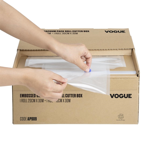 Vogue Vacuum Pack Roll with Cutter Box (Embossed) 200mm & 300mm Twin Pack Vogue Vacuum Pack Roll with Cutter Box (Embossed) 200mm & 300mm Twin Pack