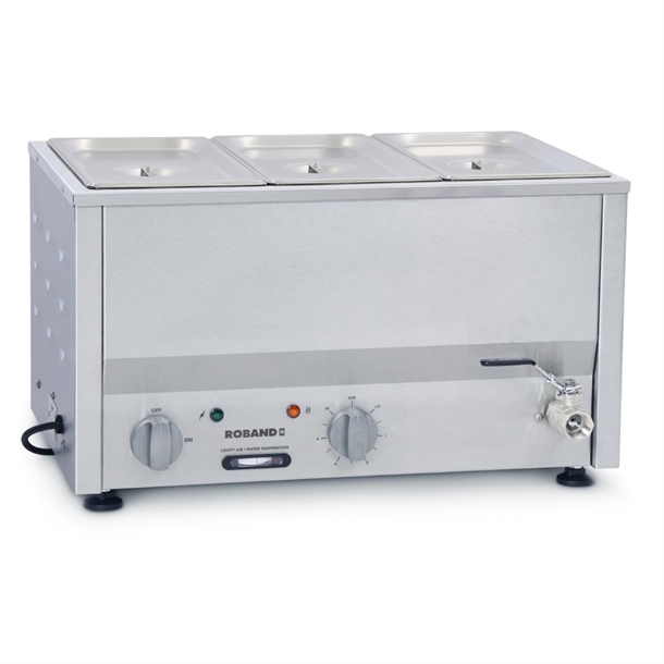 Roband Counter Top Bain-Marie c/w 3 x 1/2 size 100mm pan & Lid (B2B) Roband Counter Top Bain-Marie c/w 3 x 1/2 size 100mm pan & Lid (B2B)