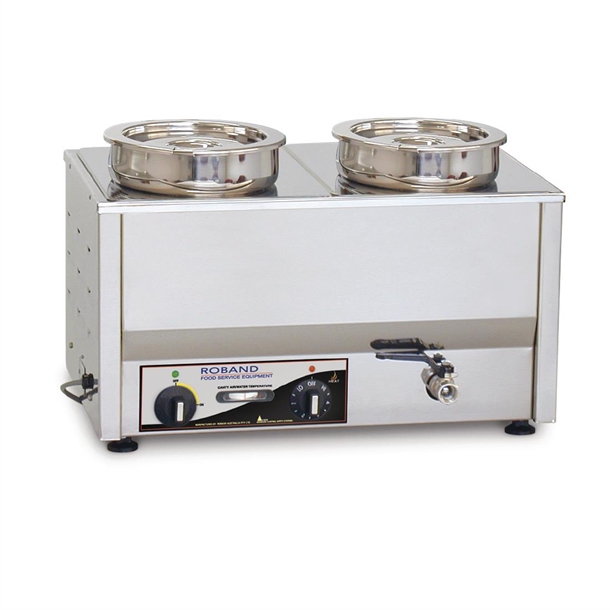 Roband Counter Top Bain-Marie c/w 2 x 200mm round (7.25L) Pot & Lid (B2B) Roband Counter Top Bain-Marie c/w 2 x 200mm round (7.25L) Pot & Lid (B2B)
