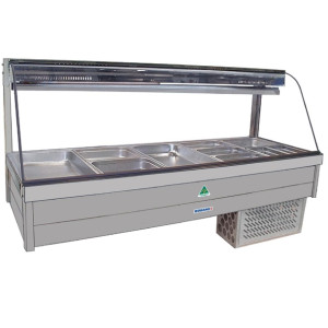 Roband Curved Glass Refrigerated Foodbar Double Row Rear Roller door 10x1/2 65mm