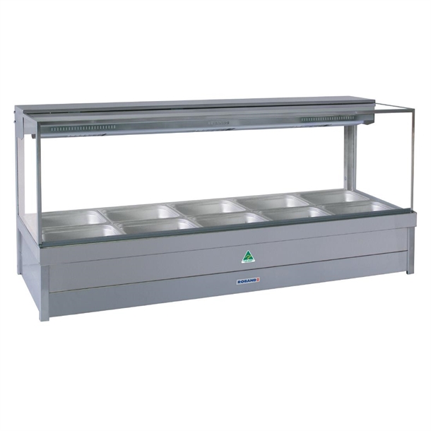 Roband Square Glass Hot Foodbar S25RD 10 Pans Double Row Rear Roller Roband Square Glass Hot Foodbar S25RD 10 Pans Double Row Rear Roller