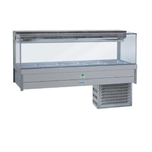 Roband Square Glass Refrigerated Foodbar Double Row Rear Roller Door 12x1/2 65mm