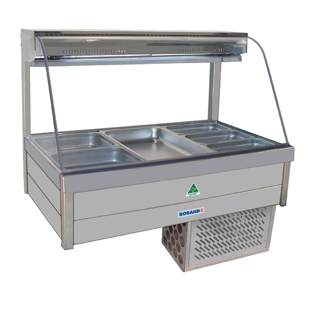 Roband Curved Glass Refrigerated Foodbar Double Row Rear Roller doors 6x1/2 65mm