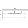 Vogue Dishwasher Inlet Table with Double Bowl Sink 90mm outlet 2400x700x960mmL/H