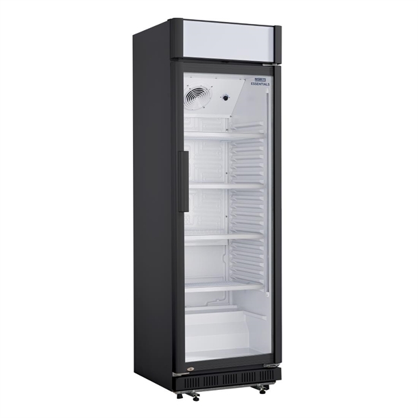 Nisbets Essentials Upright Display Cooler with Light Box 346Ltr Nisbets Essentials Upright Display Cooler with Light Box 346Ltr