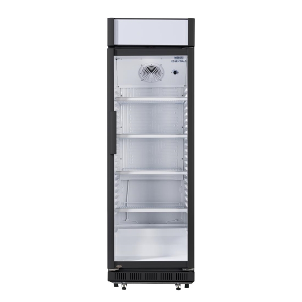 Nisbets Essentials Upright Display Cooler with Light Box 346Ltr Nisbets Essentials Upright Display Cooler with Light Box 346Ltr