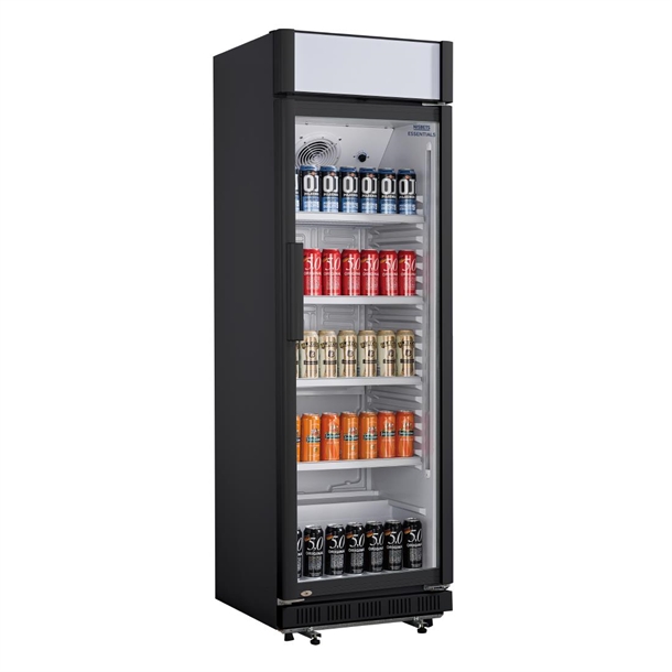 Nisbets Essentials Upright Display Cooler with Light Box 346Ltr Nisbets Essentials Upright Display Cooler with Light Box 346Ltr