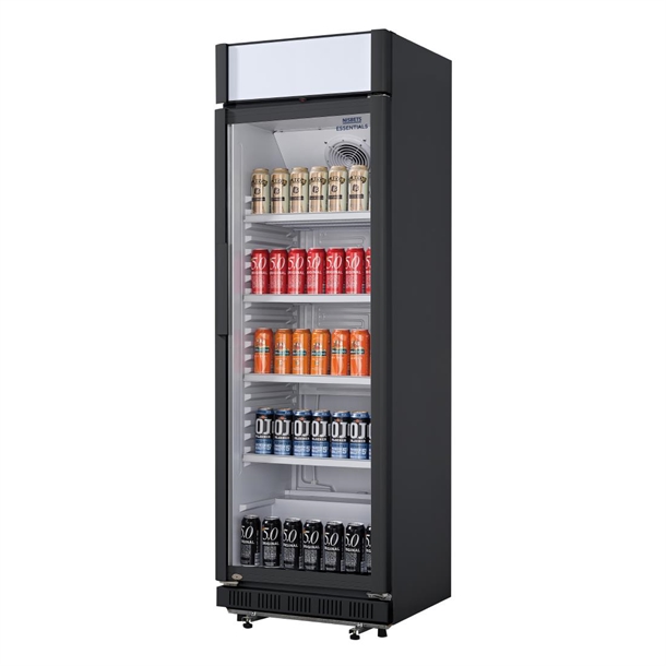 Nisbets Essentials Upright Display Cooler with Light Box 346Ltr Nisbets Essentials Upright Display Cooler with Light Box 346Ltr