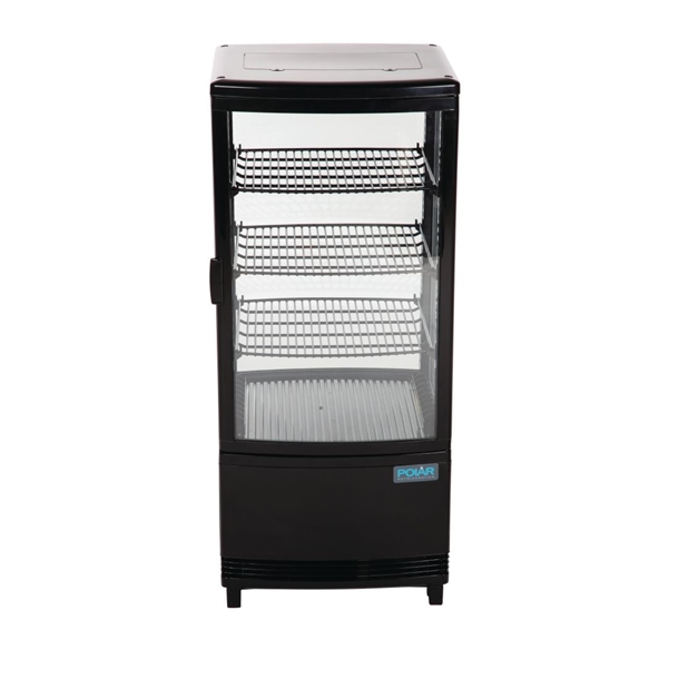 Polar C-Series Energy Efficient Curved Door Display Fridge Black 86Ltr