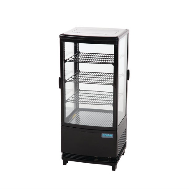 Polar C-Series Energy Efficient Curved Door Display Fridge Black 86Ltr