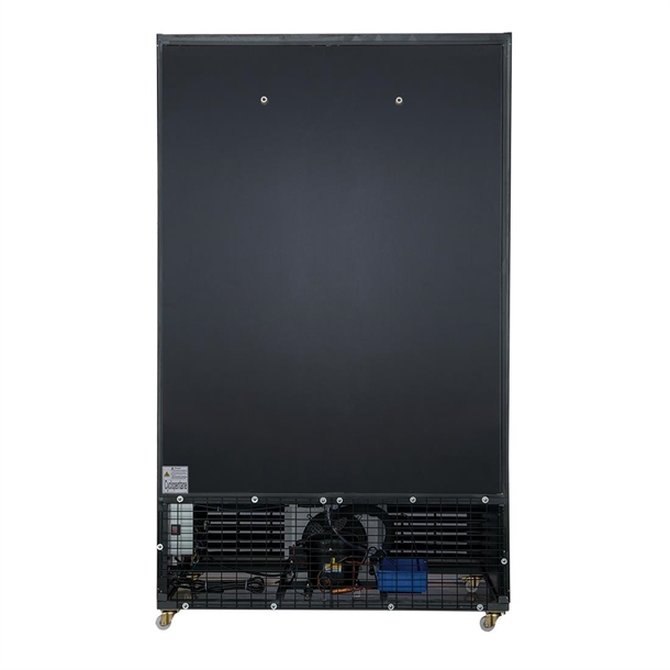 Polar G-Series Upright Sliding Door Display Cooler with Light Box 950Ltr Black Polar G-Series Upright Sliding Door Display Cooler with Light Box 950Ltr Black