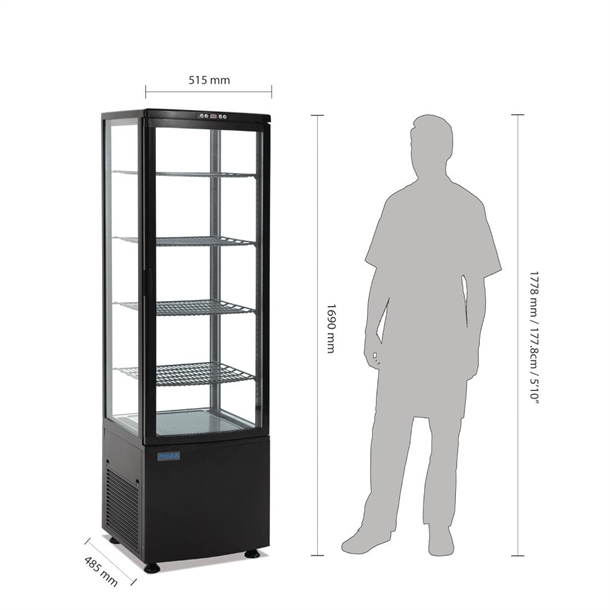 Polar C-Series Curved Door Display Fridge 235Ltr Black Polar C-Series Curved Door Display Fridge 235Ltr Black