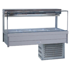 Roband Cold Foodbar SRX24RD with Square Glass Double Row 4 1/1Pan Capacity