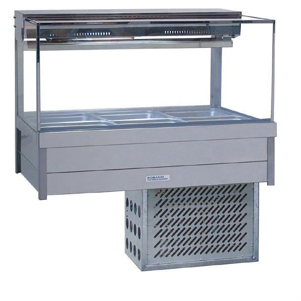 Roband Cold Foodbar SRX23RD with Square Glass Double Row 3 1/1Pan Capacity