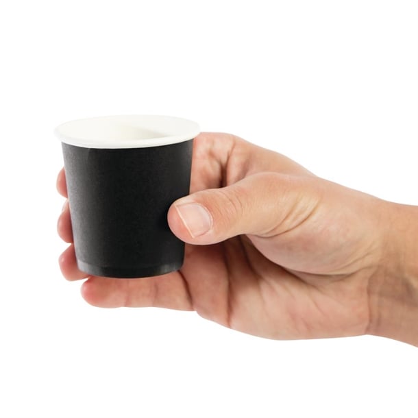 Fiesta Recyclable Hot Cup Single Wall Black 114ml (1000 Pack)