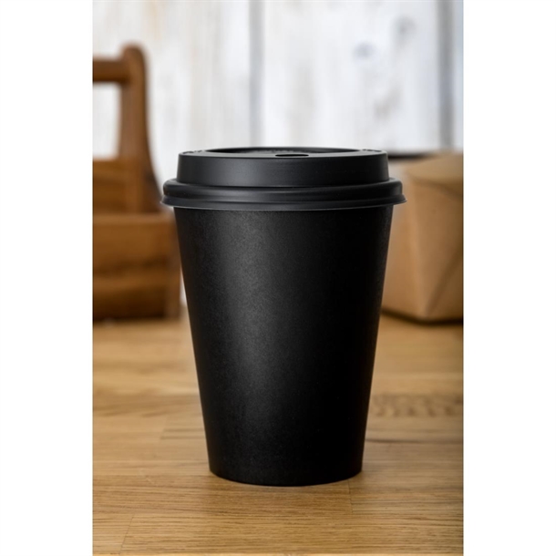Fiesta Hot Cups Single Wall Black with Black Lid 340ml (1000 Pack)