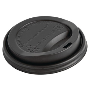 Fiesta Compostable Lid for Hot Cups Black 340ml (1000 Pack)