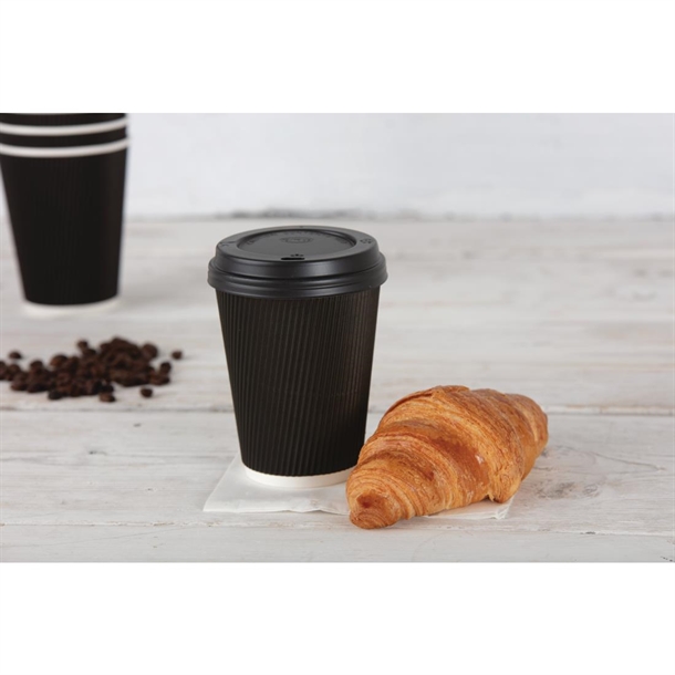 Fiesta Recyclable Coffee Cup Lids Black 340ml / 12oz and 455ml / 16oz