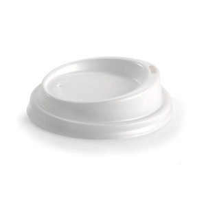 BioPak PS Plastic Lids for BioPak BioCups 80mm White (1000 Pack)