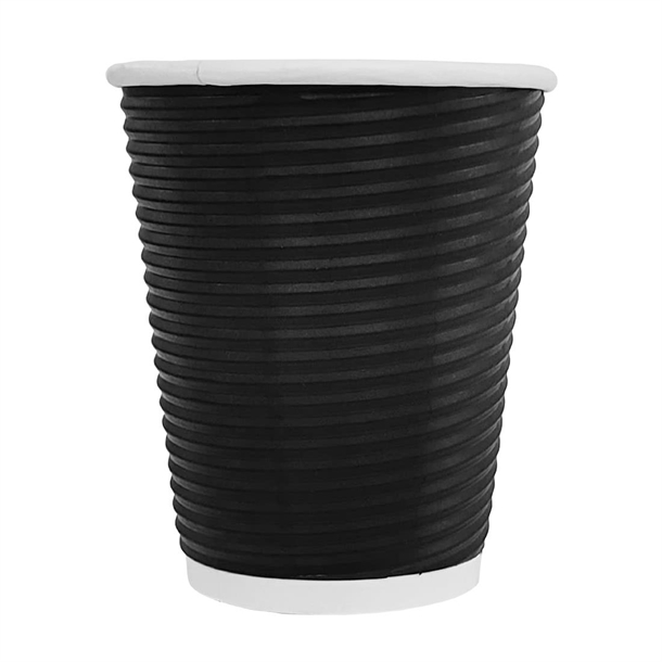 Fiesta Takeaway Coffee Cups Ripple Wall Black 340ml / 12oz Fiesta Takeaway Coffee Cups Ripple Wall Black 340ml / 12oz
